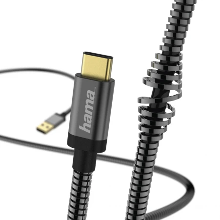 Bardzo mocny kabel USB-A - USB typu C Hama data Metal 1,5 m metalowa powłoka