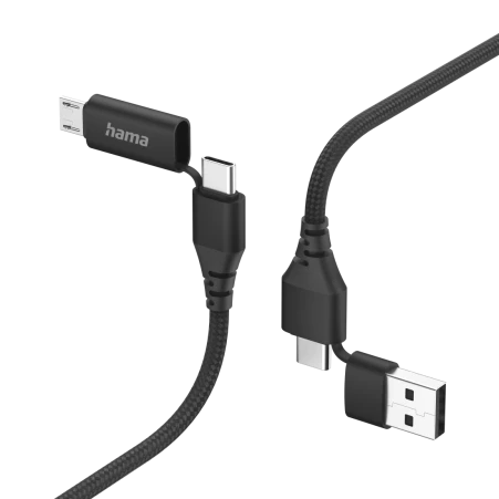 Hama Kabel - adapter 4w1, micro USB / USB-C / USB-A / 1,5 m