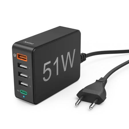 Ładowarka sieciowa Hama 51W 5-portów Power Delivery USB-C  czarna