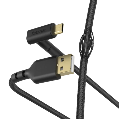Hama Kabel ładujący / data "Stand", kątowa wtyczka, USB-A - micro USB, 1,5 m, czarny