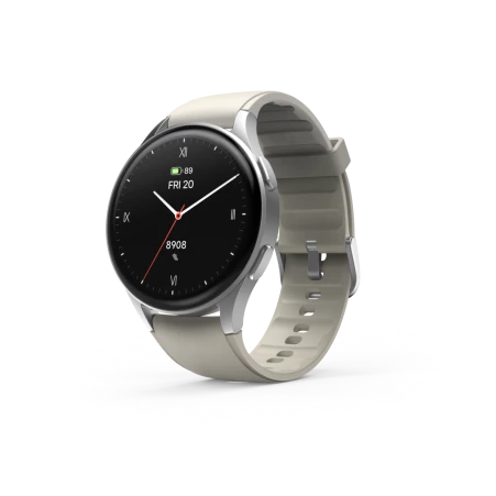Smartwatch Hama 8900, GPS, AMOLED 1.3, szara koperta, srebrna ramka, pasek silikonowy